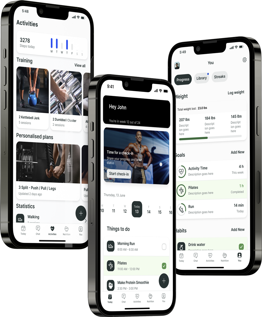 A mockup of the coaching app showcasing the features.